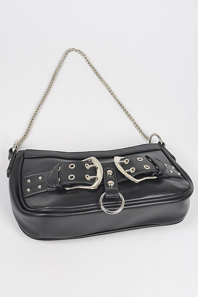 Vegan Leather Convertible Studded Shoulder Bag (2 colors)