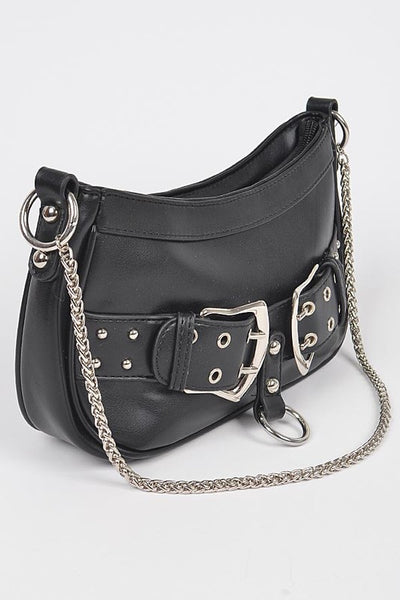 Vegan Leather Convertible Studded Shoulder Bag (2 colors)