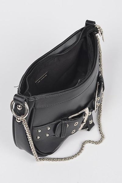 Vegan Leather Convertible Studded Shoulder Bag (2 colors)