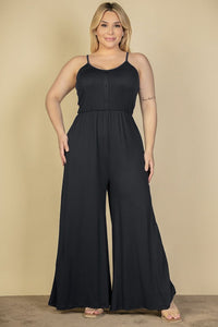 Plus Size Button Front Wide Leg Jumpsuit (6 colors)