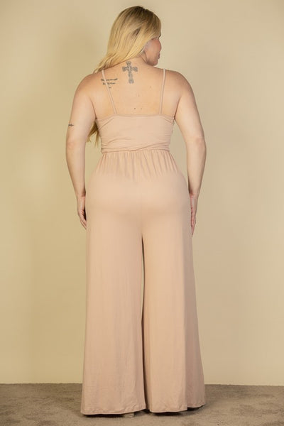 Plus Size Button Front Wide Leg Jumpsuit (6 colors)