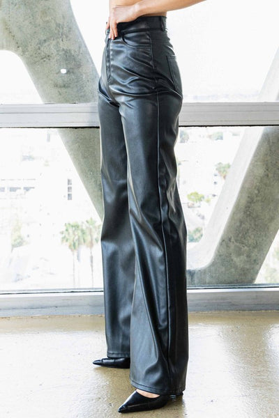 Vegan Leather Wide Leg High Waist Pants