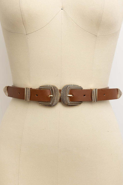 Double Buckle Western Belt – 4 colors
