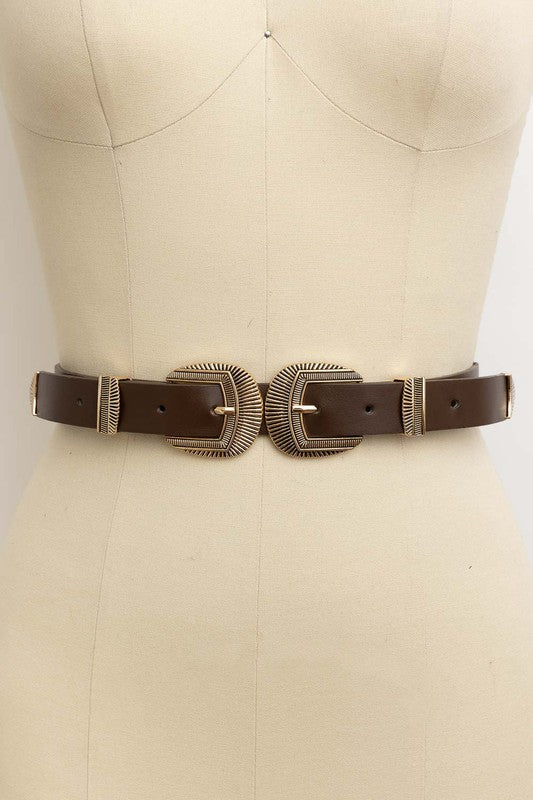 Double Buckle Western Belt – 4 colors