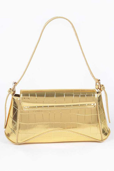 Metallic Croc Embossed Shoulder Bag (4 colors)