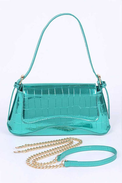 Metallic Croc Embossed Shoulder Bag (4 colors)