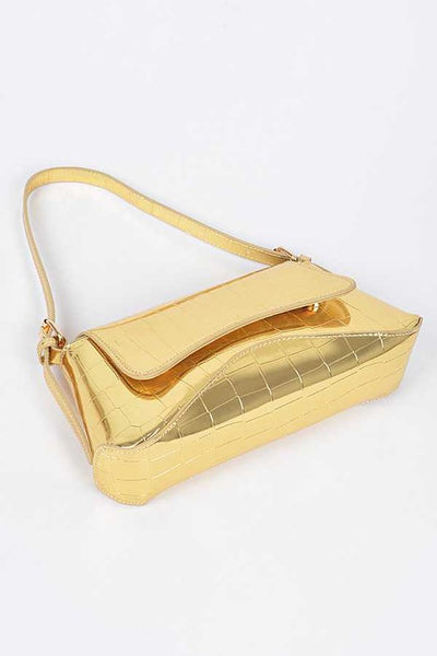 Metallic Croc Embossed Shoulder Bag (4 colors)