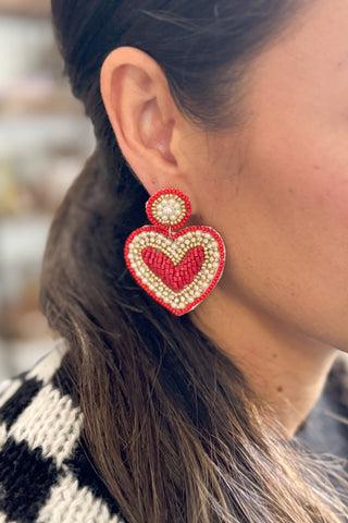 Beaded Heart Earrings