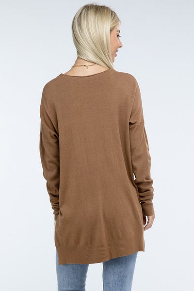 Hi-Low Hem Front Seam Sweater (5 colors)