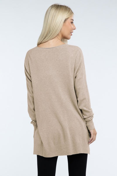 Hi-Low Hem Front Seam Sweater (5 colors)