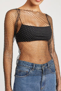 Small SAMPLE Rhinestone Net Top