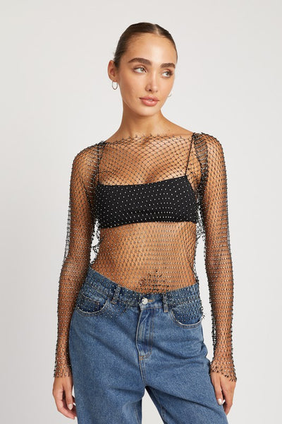 Rhinestone Net Top