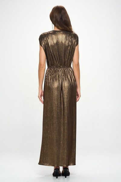 Sleeveless Metallic Maxi Dress