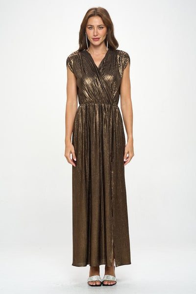 Sleeveless Metallic Maxi Dress