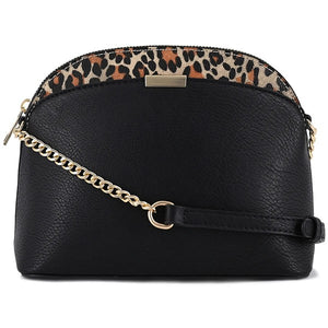 Leopard Accent Small Dome Crossbody Bag (14 colors)