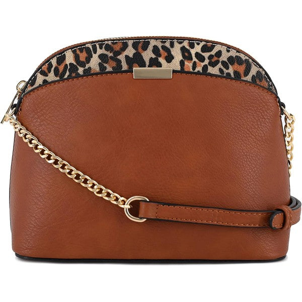 Leopard Accent Small Dome Crossbody Bag (14 colors)