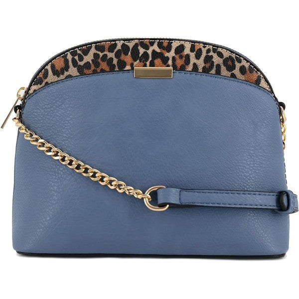 Leopard Accent Small Dome Crossbody Bag (14 colors)