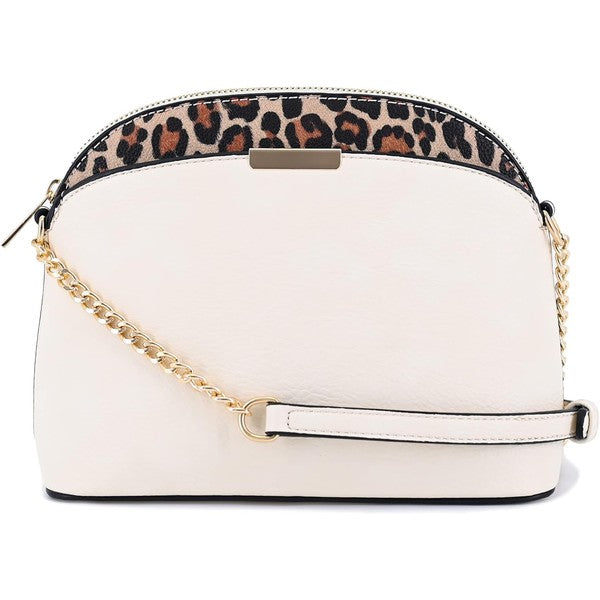 Leopard Accent Small Dome Crossbody Bag (14 colors)