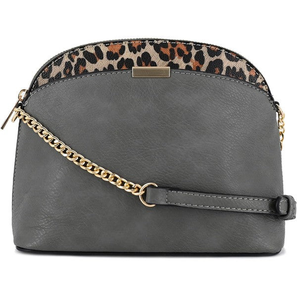 Leopard Accent Small Dome Crossbody Bag (14 colors)