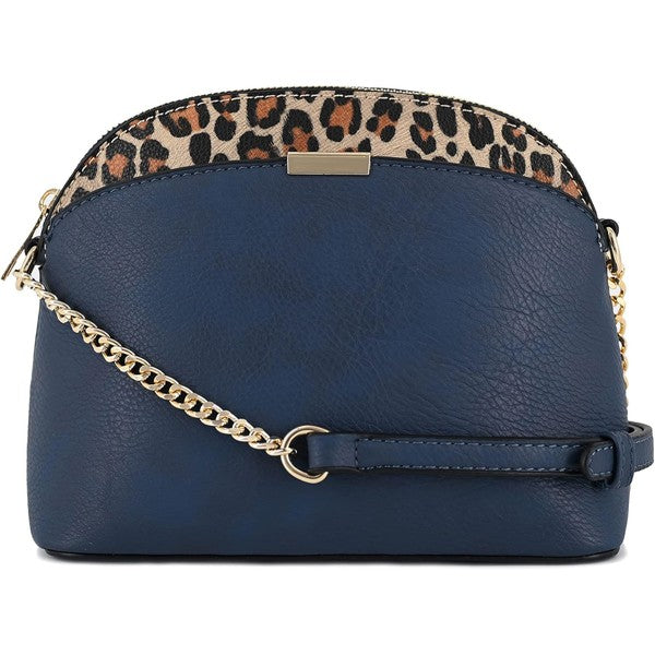 Leopard Accent Small Dome Crossbody Bag (14 colors)