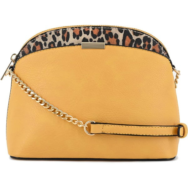 Leopard Accent Small Dome Crossbody Bag (14 colors)