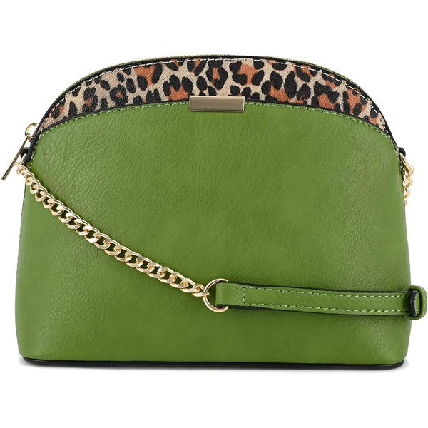 Leopard Accent Small Dome Crossbody Bag (14 colors)