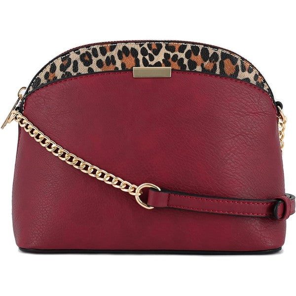 Leopard Accent Small Dome Crossbody Bag (14 colors)