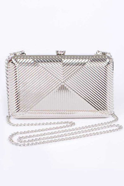 Textured Shiny Metal Box Clutch - 3 colors