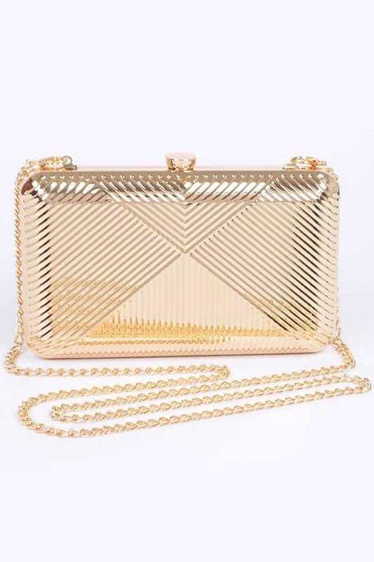 Textured Shiny Metal Box Clutch - 3 colors