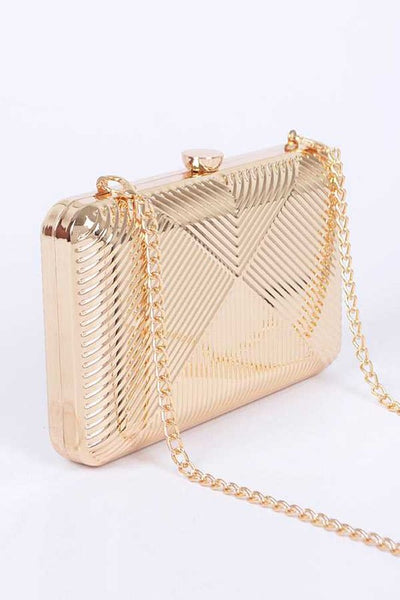 Textured Shiny Metal Box Clutch - 3 colors