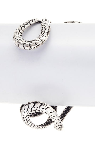 Engraved Snake Open Cuff Bangle (2 colors)