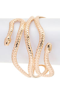 Engraved Snake Open Cuff Bangle (2 colors)