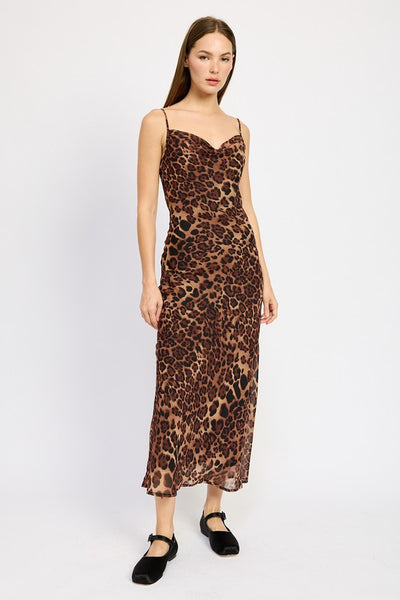 Leopard Chiffon Maxi Dress