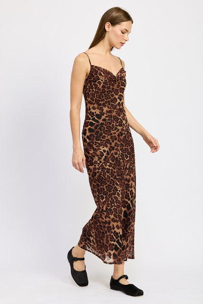 Leopard Chiffon Maxi Dress