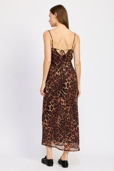 Leopard Chiffon Maxi Dress