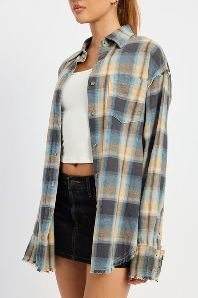 ACID WASH FLANNEL SHIRT (2 colors)