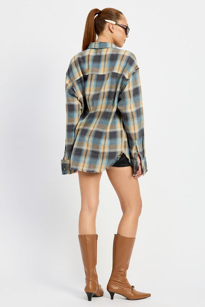 ACID WASH FLANNEL SHIRT (2 colors)