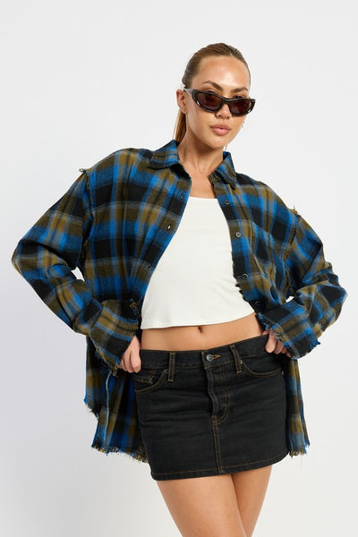 ACID WASH FLANNEL SHIRT (2 colors)