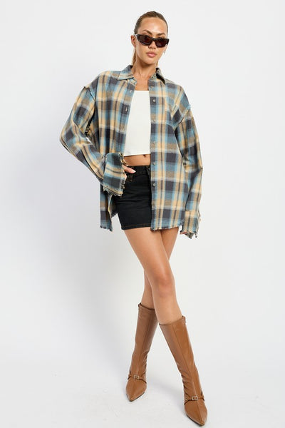 ACID WASH FLANNEL SHIRT (2 colors)