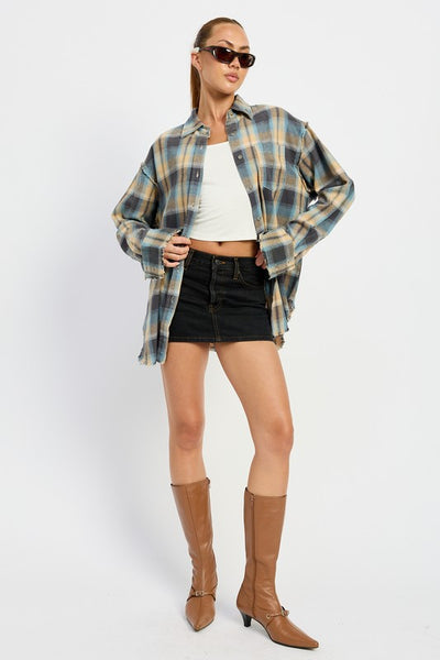 ACID WASH FLANNEL SHIRT (2 colors)