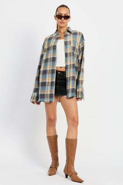 ACID WASH FLANNEL SHIRT (2 colors)