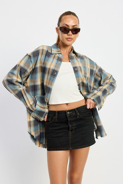 ACID WASH FLANNEL SHIRT (2 colors)