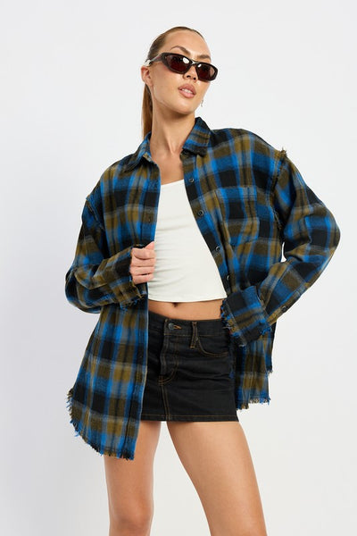 ACID WASH FLANNEL SHIRT (2 colors)