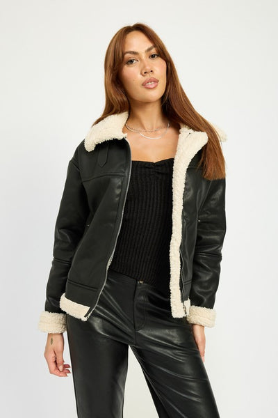 SHEARLING MOTO JACKET (2 colors)