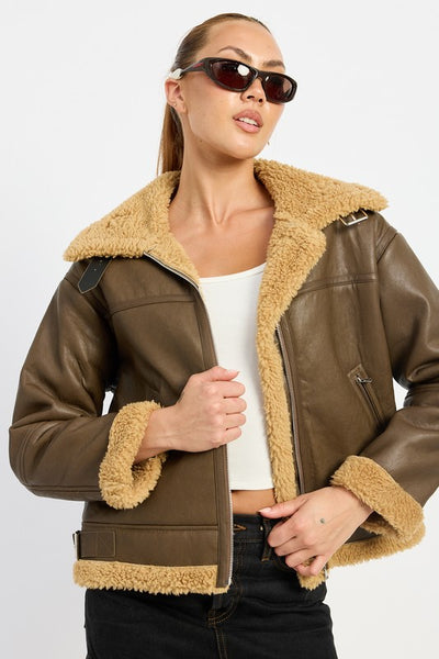 SHEARLING MOTO JACKET (2 colors)