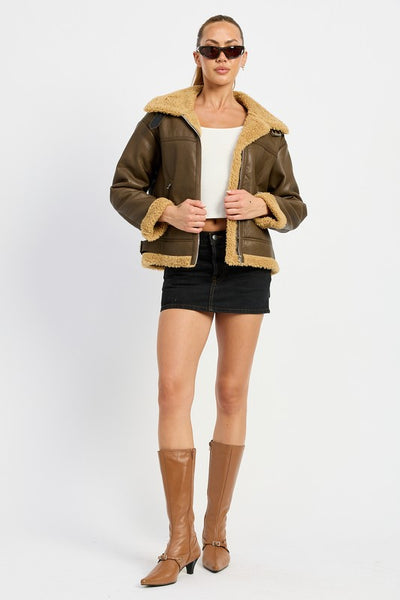 SHEARLING MOTO JACKET (2 colors)