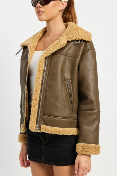 SHEARLING MOTO JACKET (2 colors)