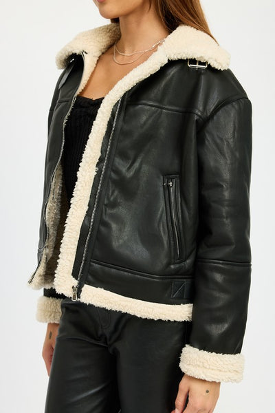 SHEARLING MOTO JACKET (2 colors)