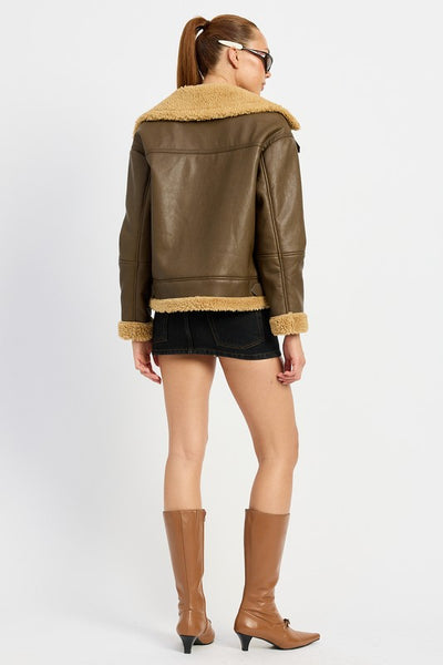 SHEARLING MOTO JACKET (2 colors)