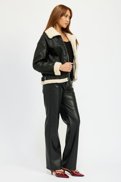 SHEARLING MOTO JACKET (2 colors)